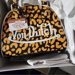 Von Dutch Black and Orange Mini Bag